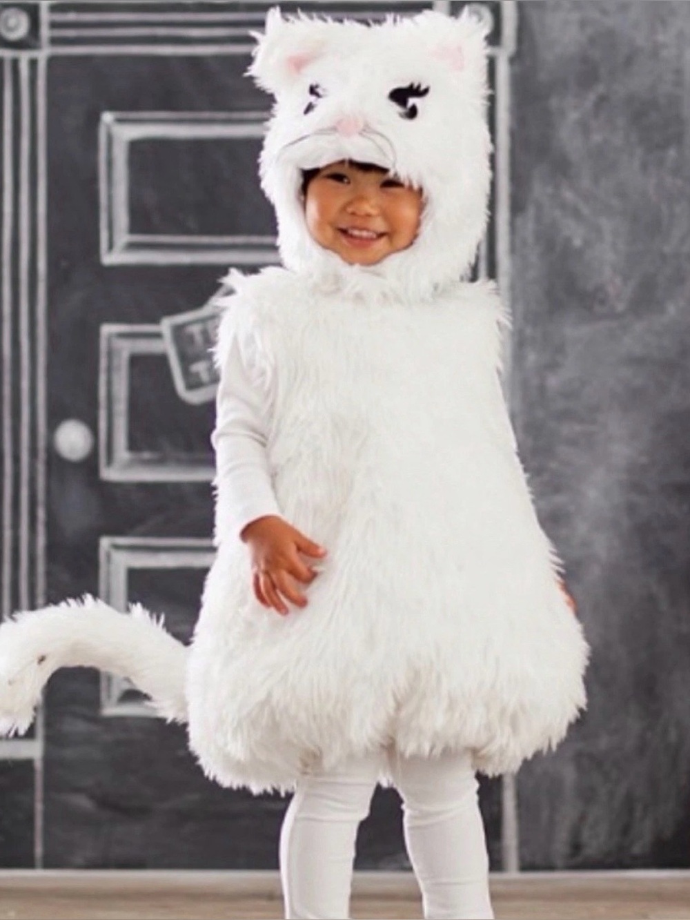 Pottery Barn Kids White Kitty Cat Plush Halloween Costume Dress Up